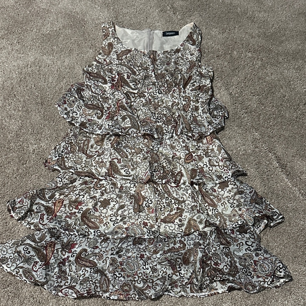Silk Paisley Ruffle Dress